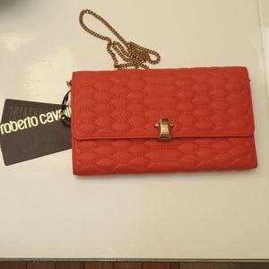 Roberto Cavalli Red Quilted Chain Shoulder Purse